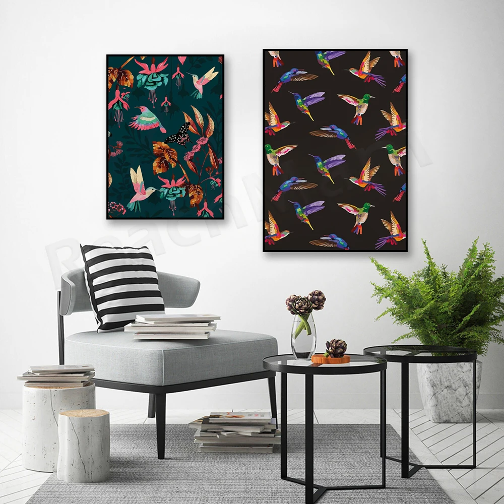 Художественный принт Колибри бабочки декор для гостиной с естественным принтом