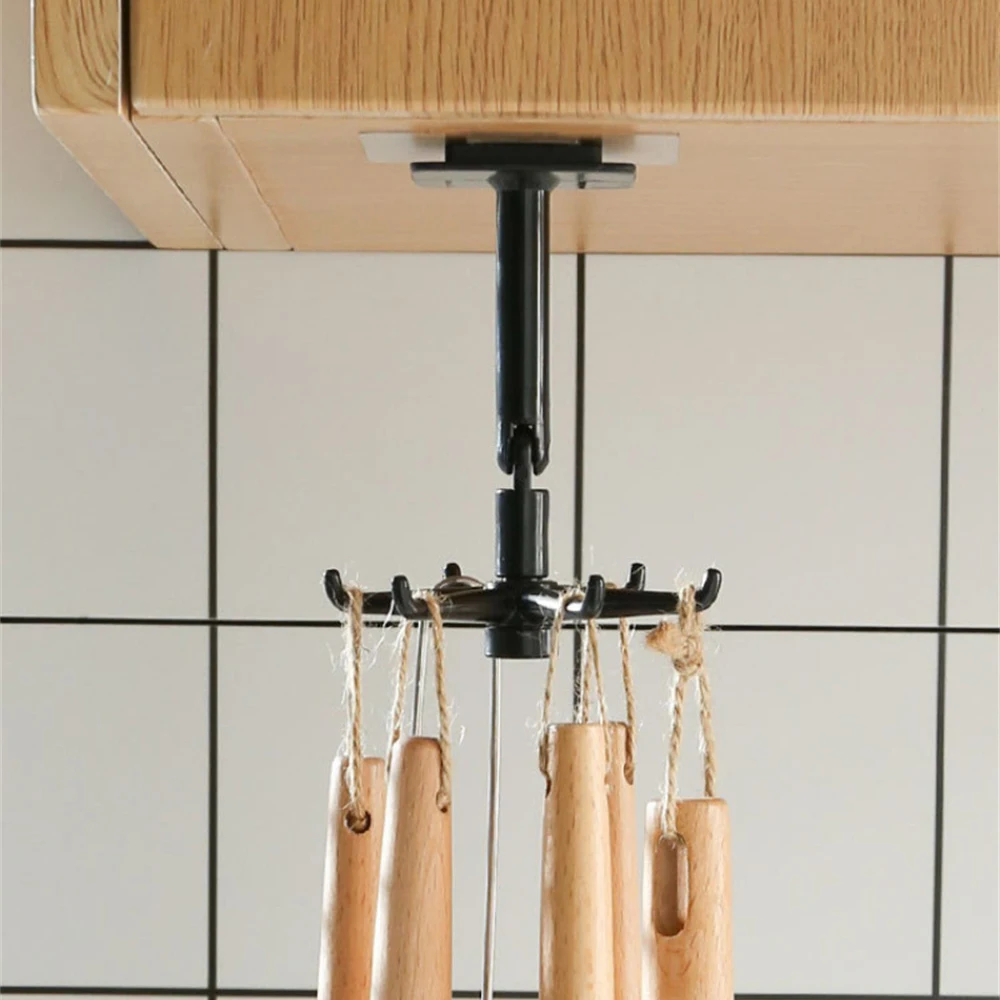 

Home Kitchen Bathroom Can Be Rotated 360 Degrees Storage Hooks Home Accessories Oversized Weighing Hook Sticker Six-claw Hook