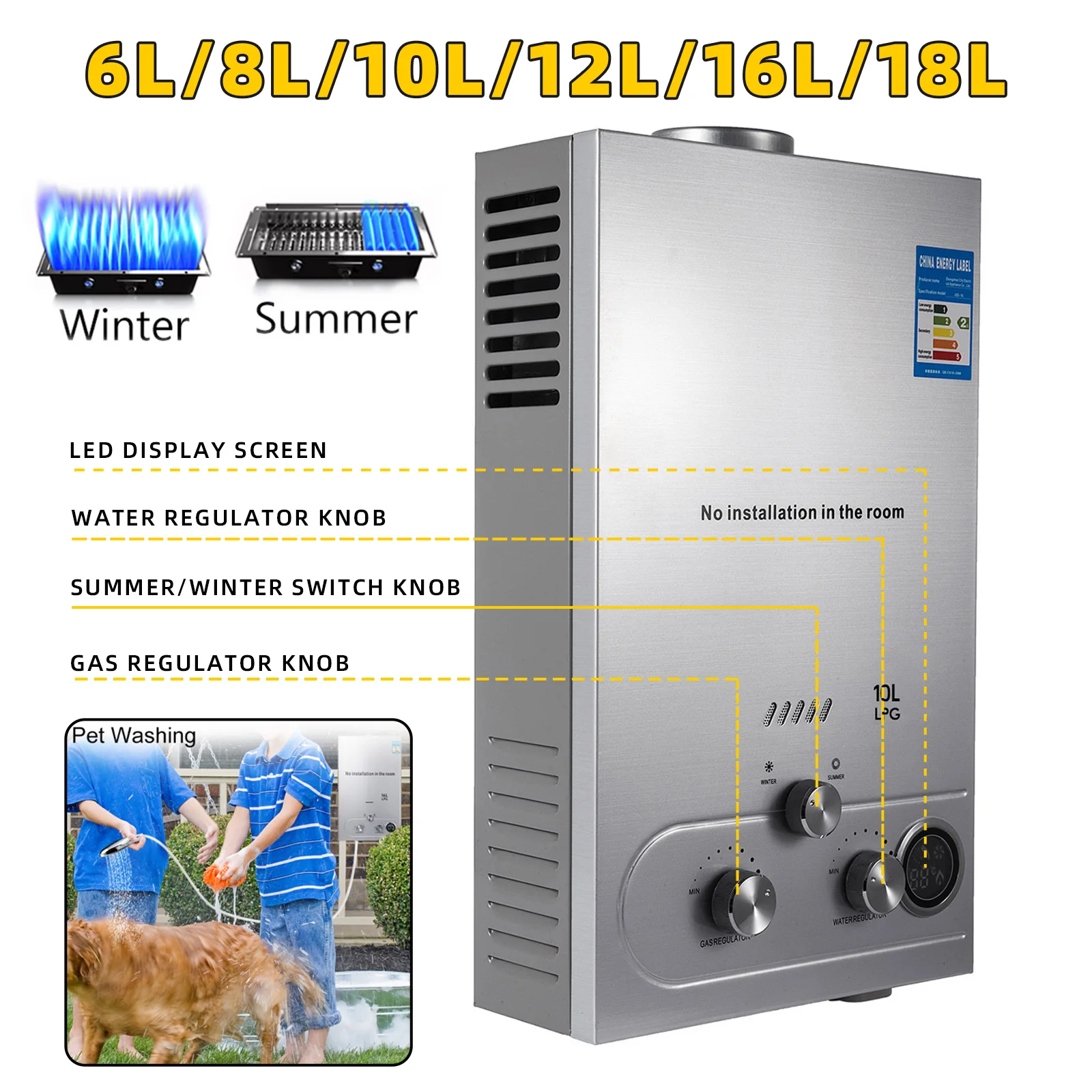 Instant Water Heater 6l/8l/10l/12l/16l/18l Water Heater 36kw