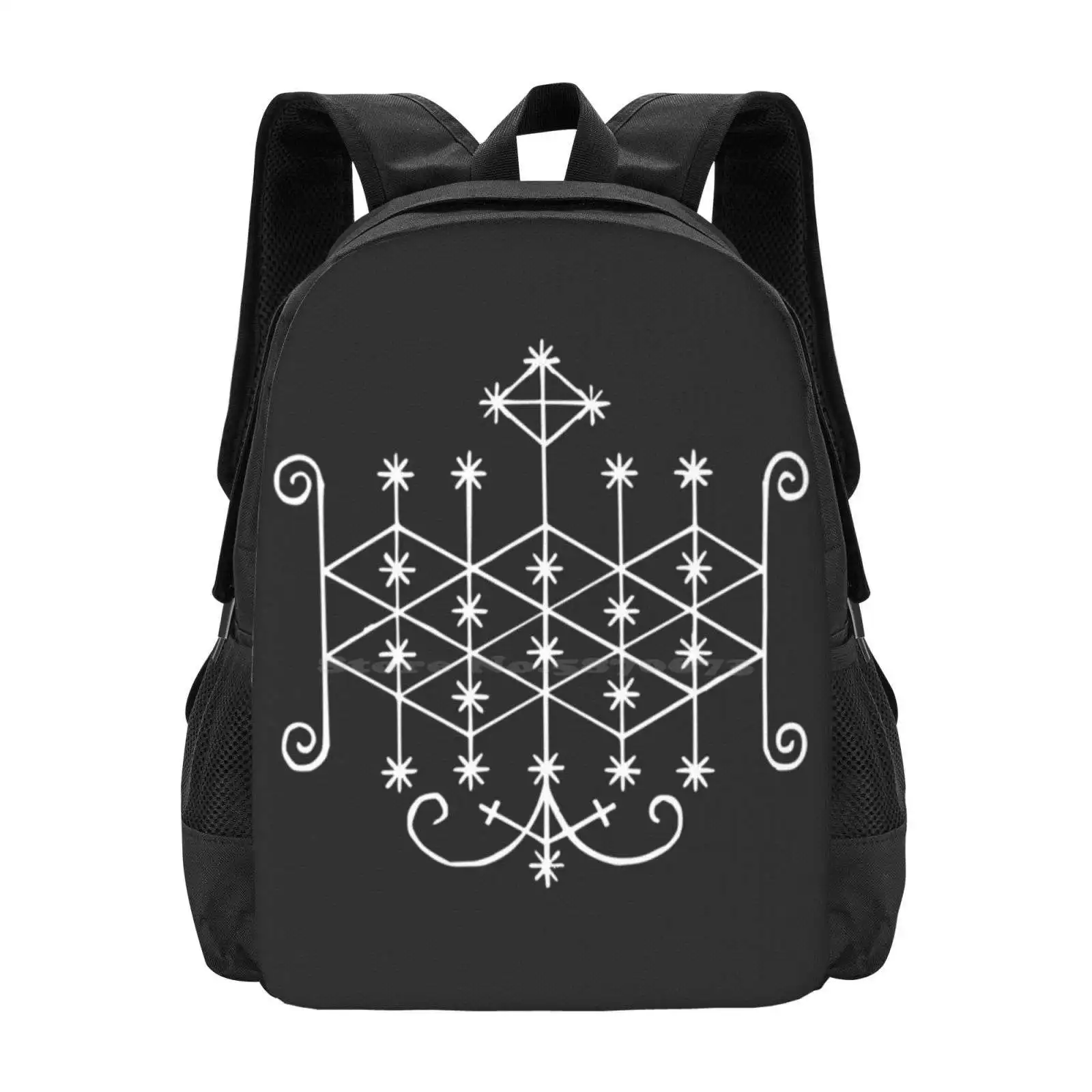

Ogun Veve Voodoo Warrior Loa Orisha Vodun School Bag Big Capacity Backpack Laptop Haitan Vodou Veve Ogun Voodoo Warrior Loa