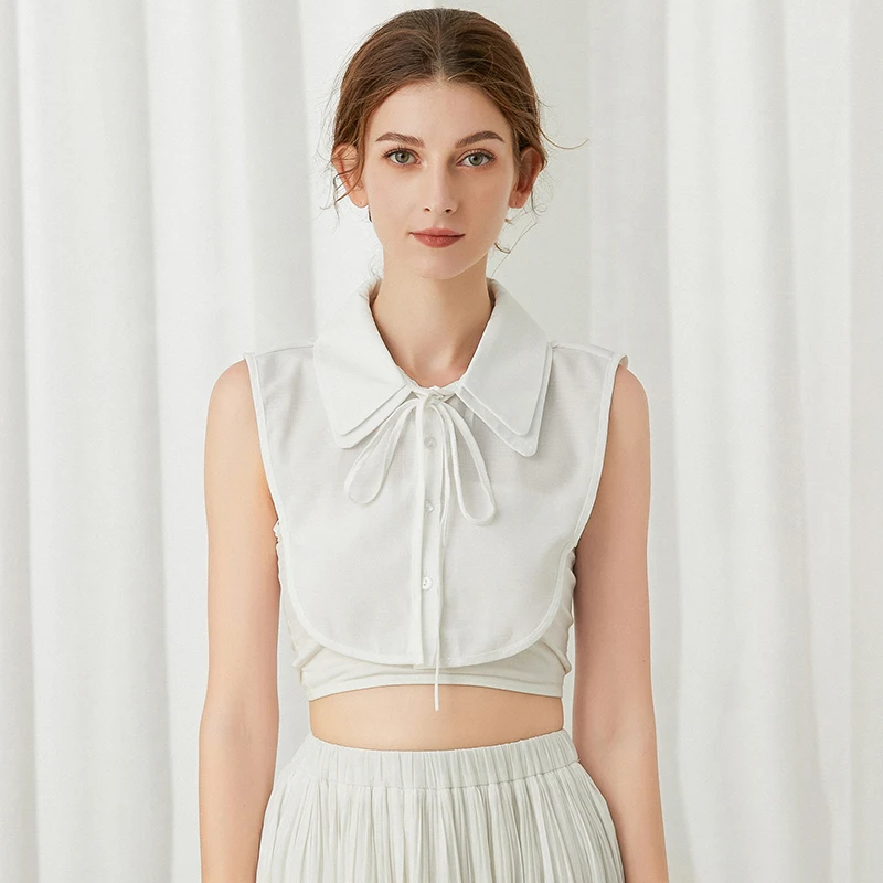 

Women Chiffon Fake Collar Blouse Vintage Detachable Shirt Collar False Collar Lapel Blouse Top Women Clothes Accessories