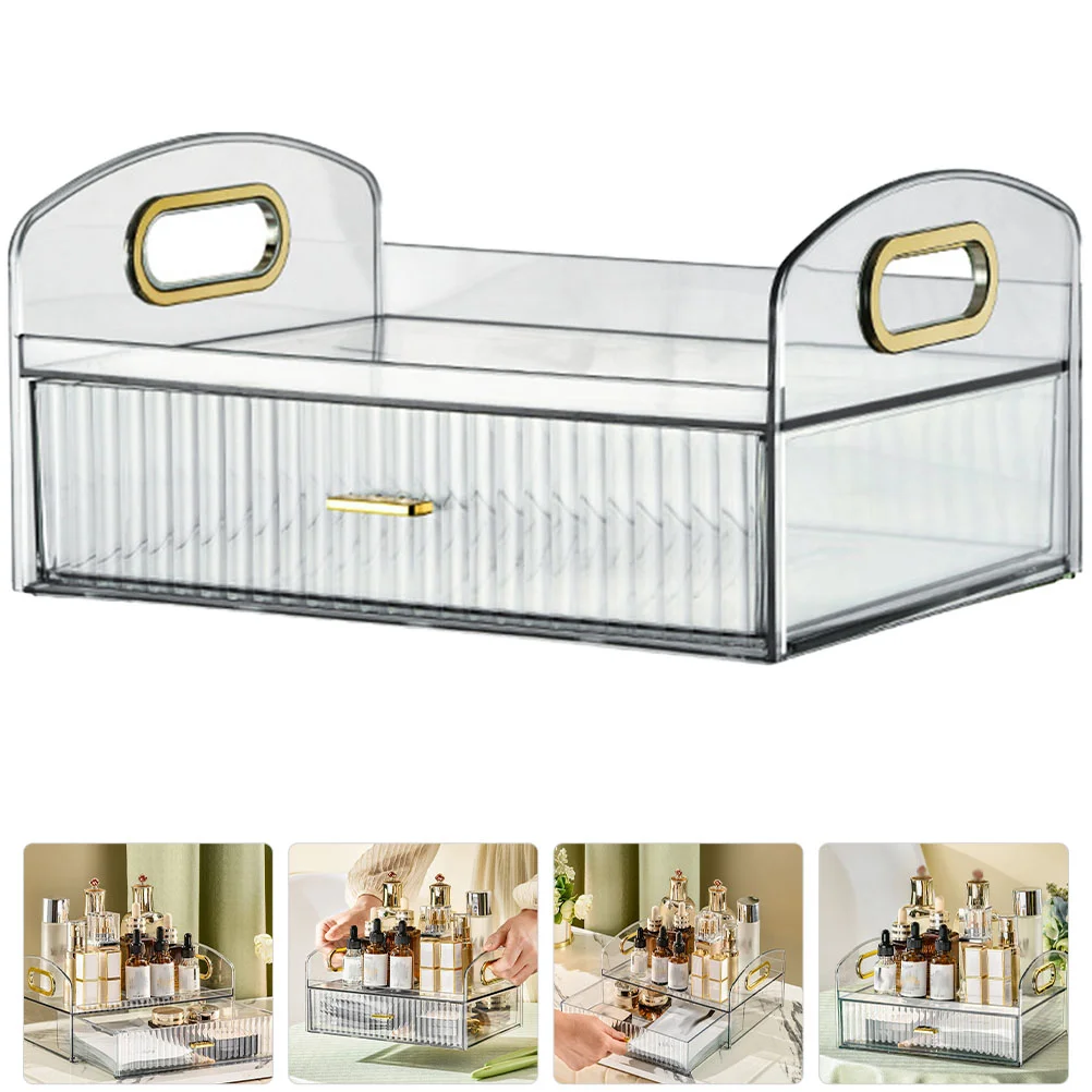 

Organizer Makeup Storage Holder Box Display Vanity Brush Perfume Clear Jewelry Desktop Countertop Desk Container Sundries Large