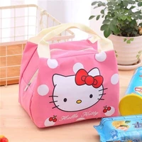 sanrio hello kitty bag cute heat preservation lunch box bag double layer lunch box bag handbag cartoon bento bag meal bag