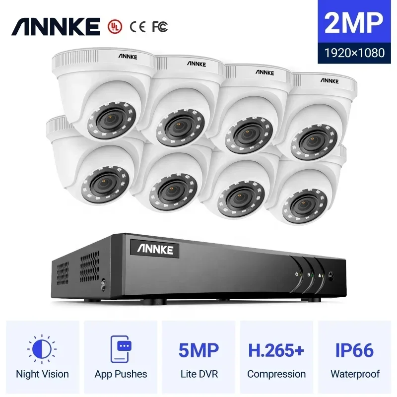 ANNKE 8CH 5MP H.265 + DVR Security Cam Era System 8 шт. 1080p Outdoor Водонепроницаемая камера