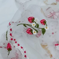 delicate embroidery straberry and cake net fabric mesh lace diy child lolita dress sewing cloth l323