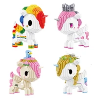 diy building blocks animal unicorn ornament cartoon pet rainbow pony model assembled brick childrens educational toy girl gift