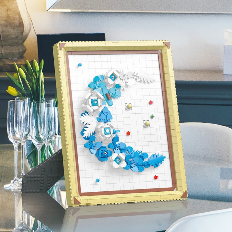 

City Creativity Preserved Flower Picture Frame Home Decoration Botanical Collection Building Blocks Bricks Kids Toys Girl Gift