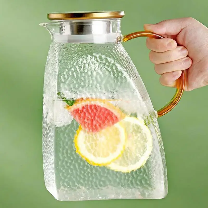 

Glass Water Pitcher With Lid 50 Oz High Borosilicate Glass Jug With Spout Heat Resistant Drink Dispenser For Hot Cold Beverages