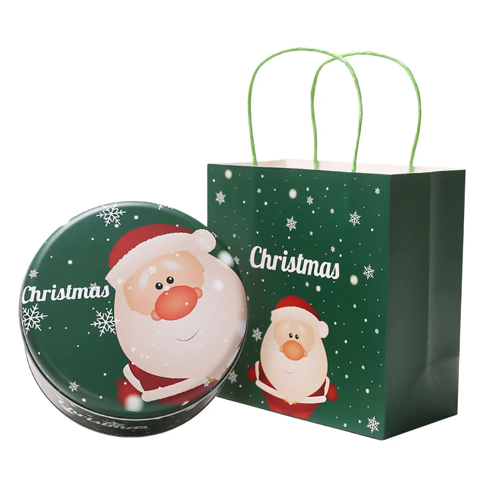 

Christmas Tin Round Set Santa Claus Elk Pattern Cookie Containers Gift Bag Christmas Tinplate Box For Storing Candies Biscuits T