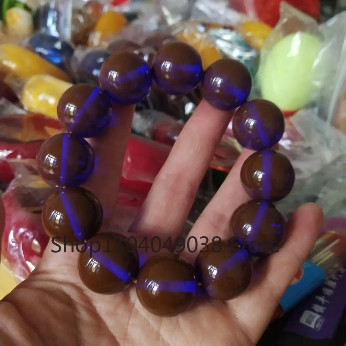 Изысканный Модный Фиолетовый Янтарный браслет градиентные цвета Будды Бусины