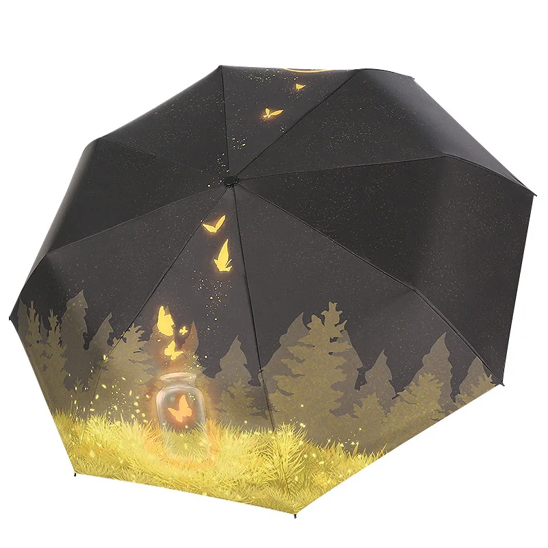 

Women Folding Auto Parasol Sunshade Anti-UV Paraguas Fashion Sombrilla Butterfly Rain Umbrella Luxury Oil Painting Umbrellas