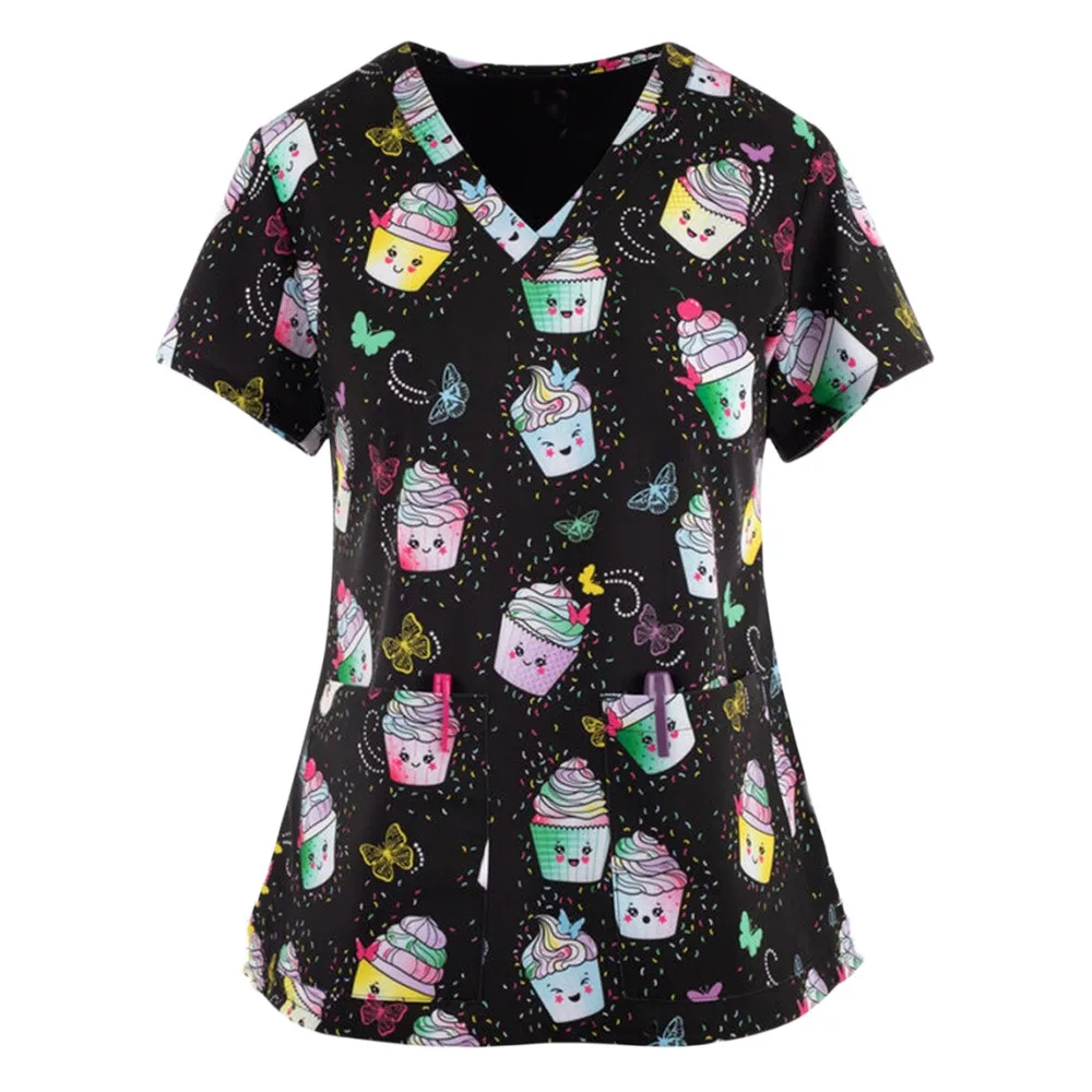 Женские топы с рисунком зубов 2024 Рабочая Униформа стоматолога униформа