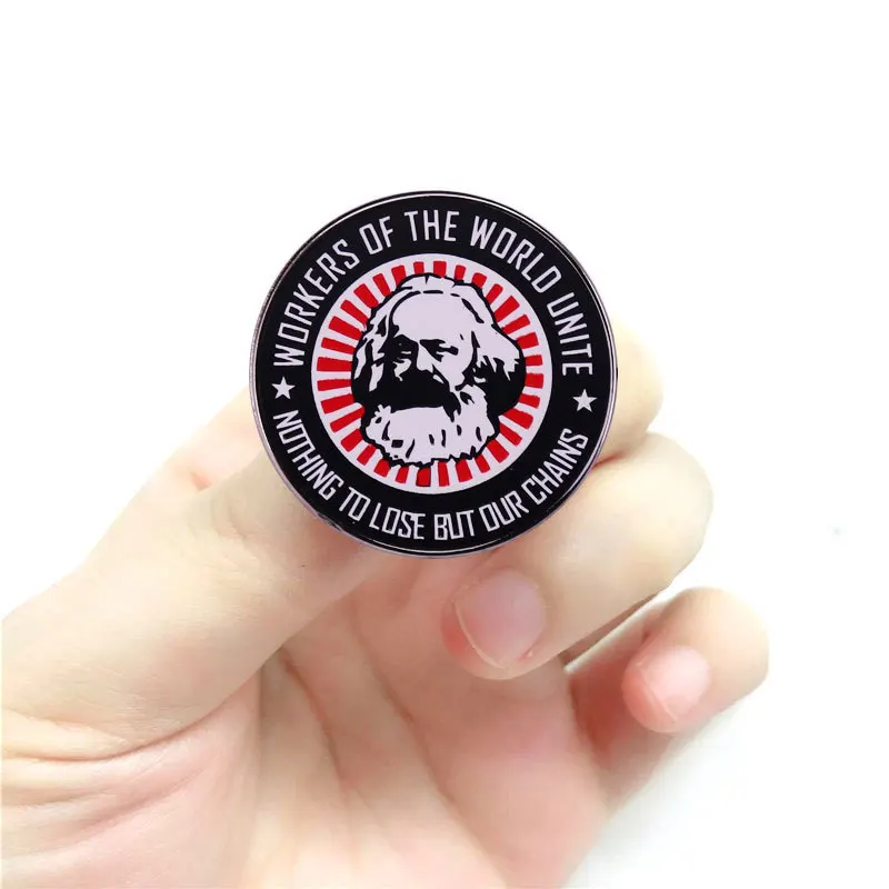 

Workers of The World Unite Nothing To Lose But Our Chains Hard Enamel Pins Karl Marx Quote Brooch Socialist Badge Decor Gift