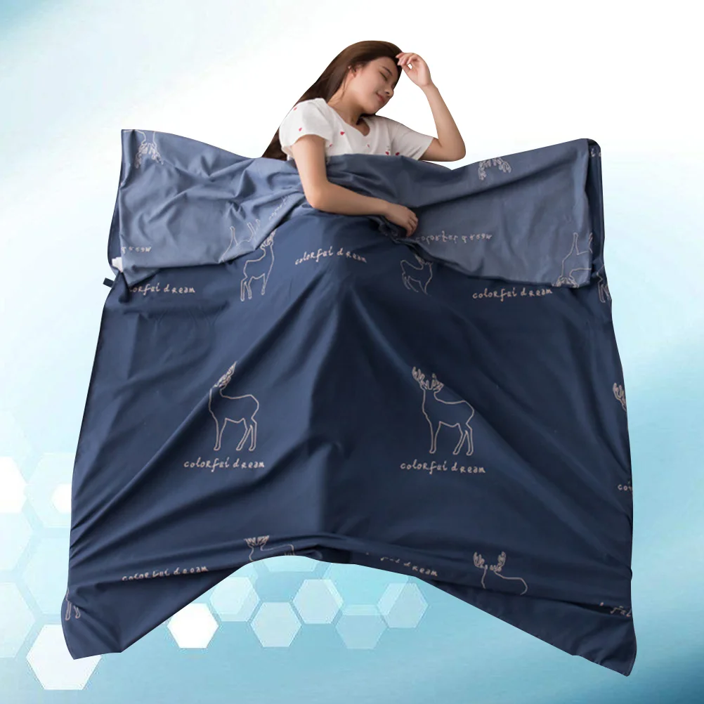 

Sleeping Bag Washed Cotton Hotel Portable Double Travel Sheet Hotel Across Dirty Sleeping Bag Liner Lightweight Sleep Sack(Dark