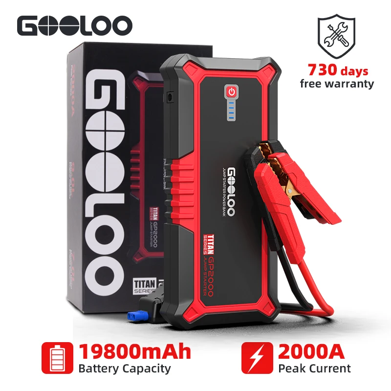 $66.70 GOOLOO 2000A Car Battery Jump Starter Portable Power Bank Auto Charger Start Devic For 12V 9.0L/7.0L Car Emerg Starting Booster