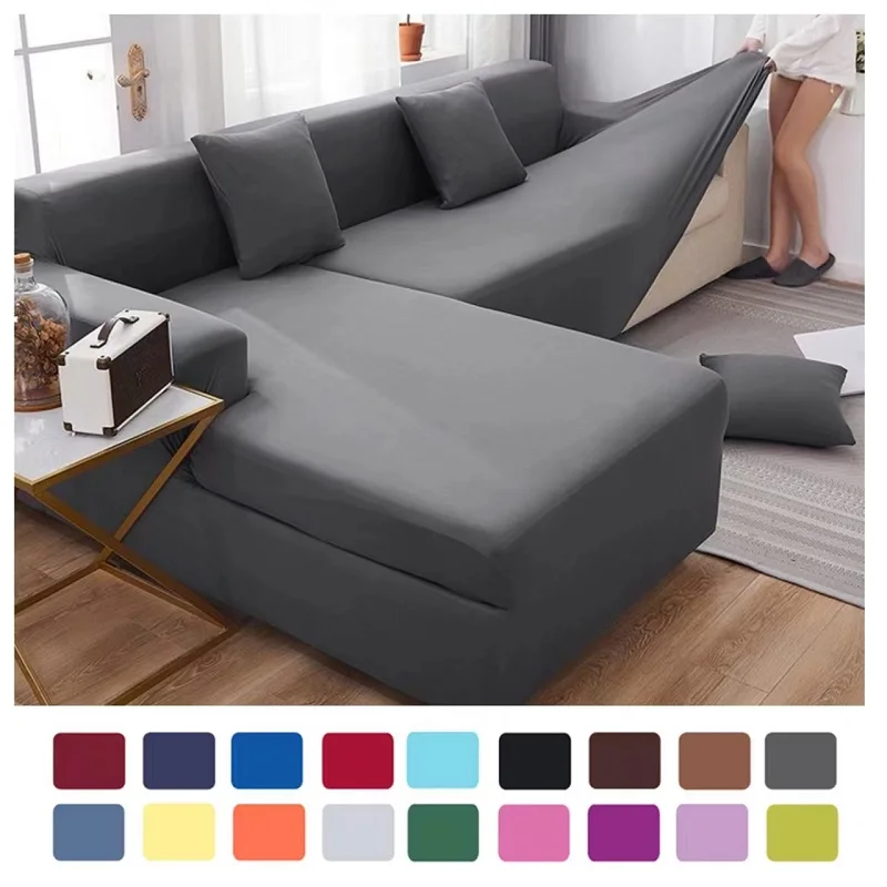 

Solid Color 1/2/3/4 Seat Sofa Cover Stretch Milk Silk Fabric Couch Covers for Living Room Sectional Corner Settee Slipcovers 1PC