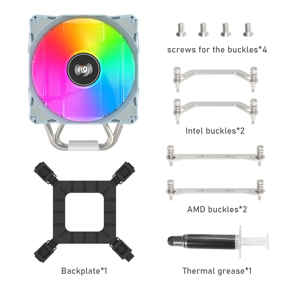 Кулер для процессора Aigo ARGB 4 тепловые трубки контакта ШИМ ПК тихий вентилятор 120
