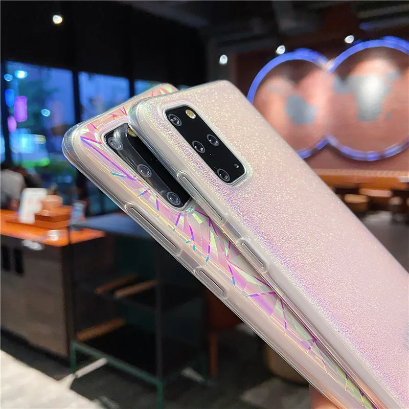 bling laser phone case for samsung galaxy a52 a72 a42 a32 a12 a02s a22 s22 s21 s20 fe plus note 20 ultra a51 a71 a50 back cover free global shipping