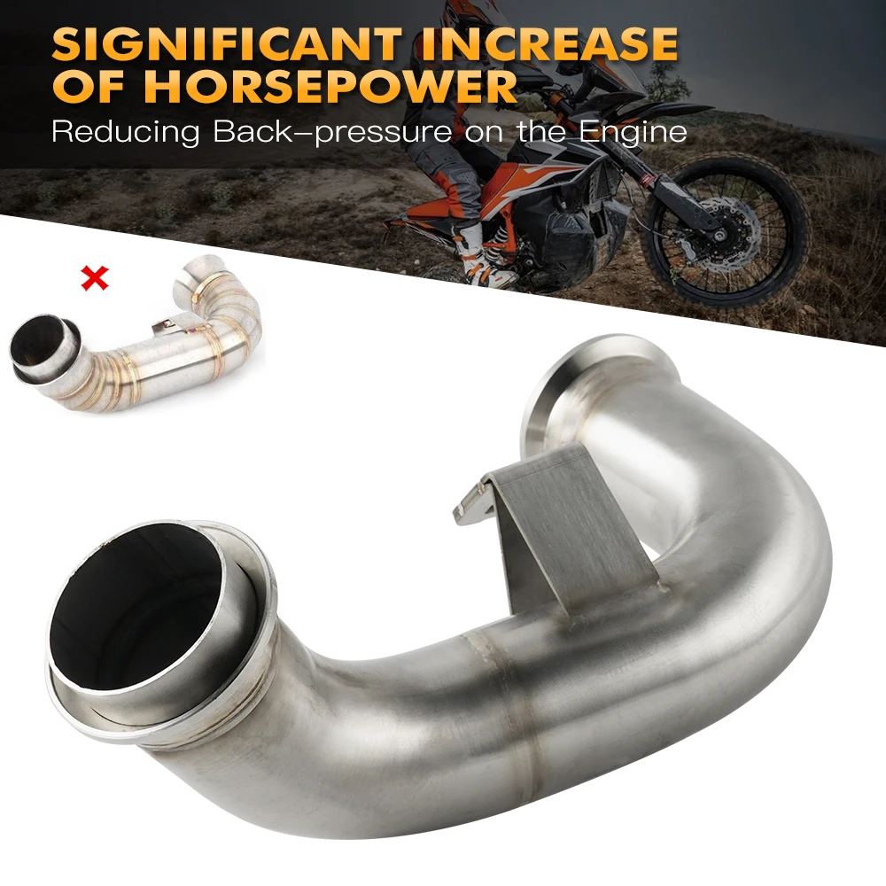 Motorcycle Exhaust De-Cat Pipe Downpipe for KTM 790 Adventure /R 19-22 Mid Pipe Link for KTM 890 Adventure /R /Rally 2021-2022