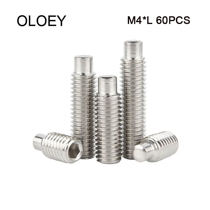 

M4 Stainless Steel GB79 Hexagon Socket Set Screw Cylindrical Head Machine Top Thread /Headless Screw Kimi Stop 60pcs L:4mm-10mm