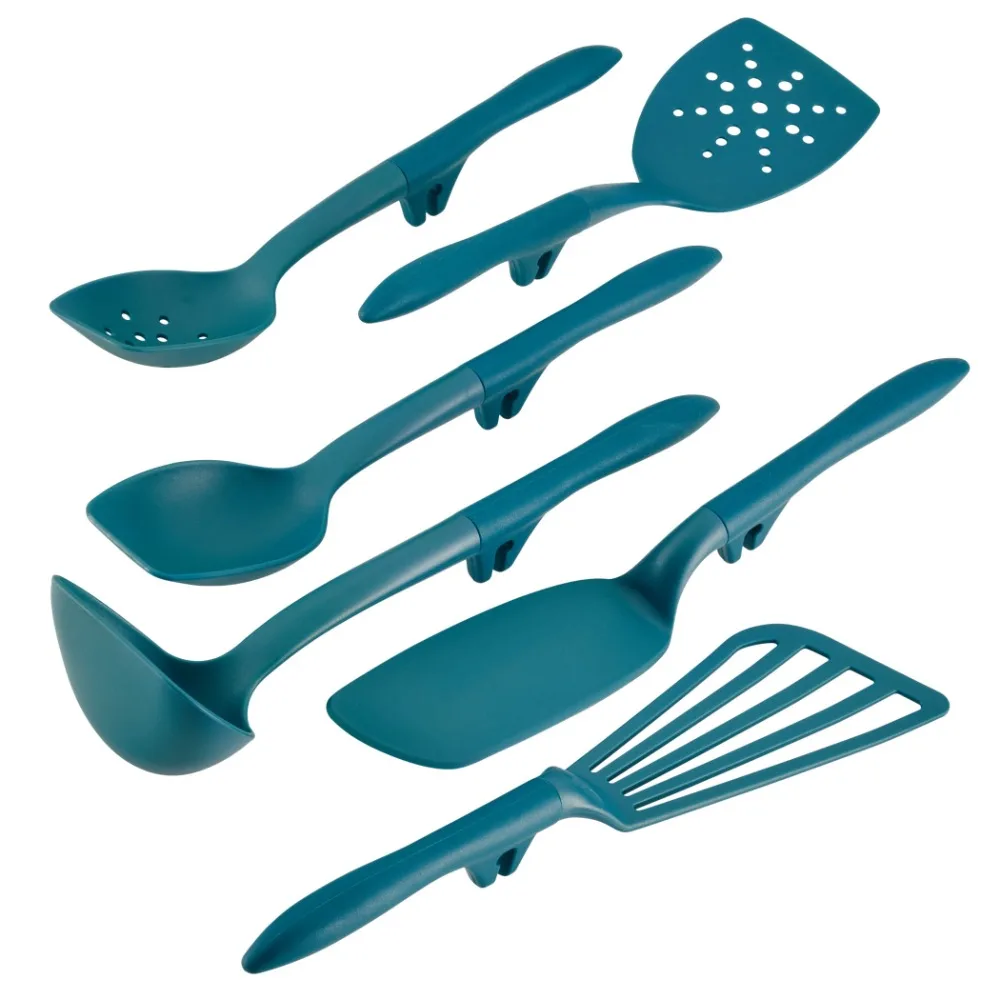 

Rachael Ray Lazy Tool Kitchen Utensils Set, 6 Piece, Nylon, Teal