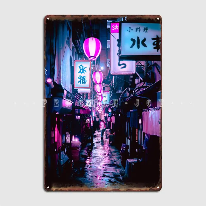 

Neon Tokyo Poster Metal Plaque Personalized Garage Club Plaques Cinema Garage Tin Sign Poster