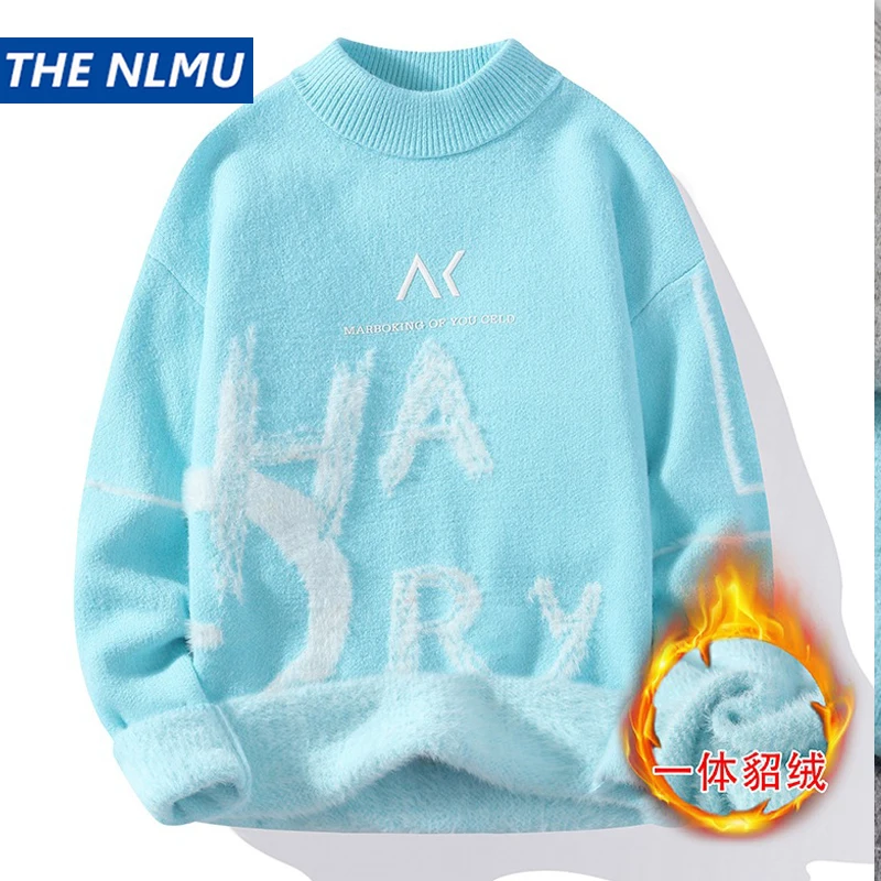 

2022 Autumn Winter Luxury Soft Sweater Men Women Fleece Velvet Thick Warm Pullover Slim Fit Jumpers Korean Casual Men Clothing