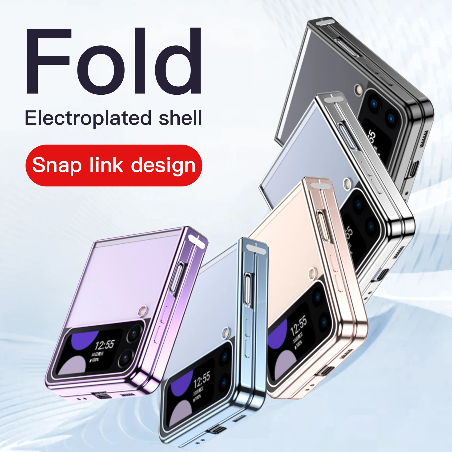 

Plating Case for Samsung Galaxy Z Flip 4 3 5G 2022 Fold Buckle Link Transparent Fashion Cover Anti-knock Cases for Flip3 Flip4