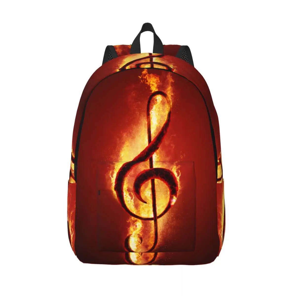 

Рюкзак для ноутбука с уникальными музыкальными нотами огненного пламени, школьная сумка, прочный студенческий рюкзак, дорожная сумка для мальчиков и девочек