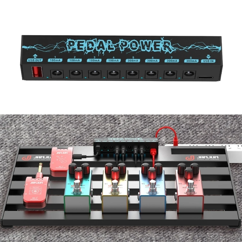 

Guitar Pedal Power Supply Effect Pedal Board Power Supply 8 Isolated Output for 9V Effect Pedals Power with Blue LED Durable