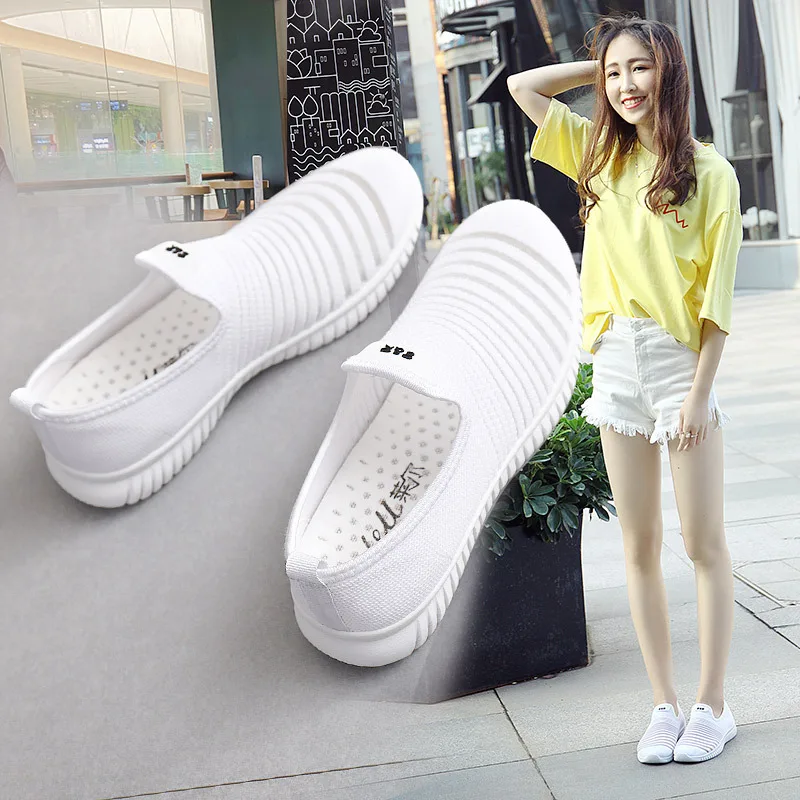 

202206017011244PPMNB hg Summer leisure breathable flat bottom students versatile Korean canvas shoes women's net shoes