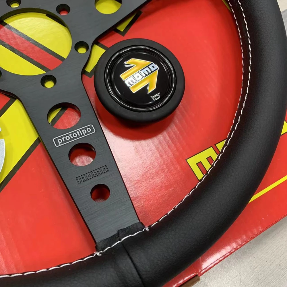 Рулевое колесо из натуральной кожи для гоночного автомобиля 14 дюймов модель MOMO