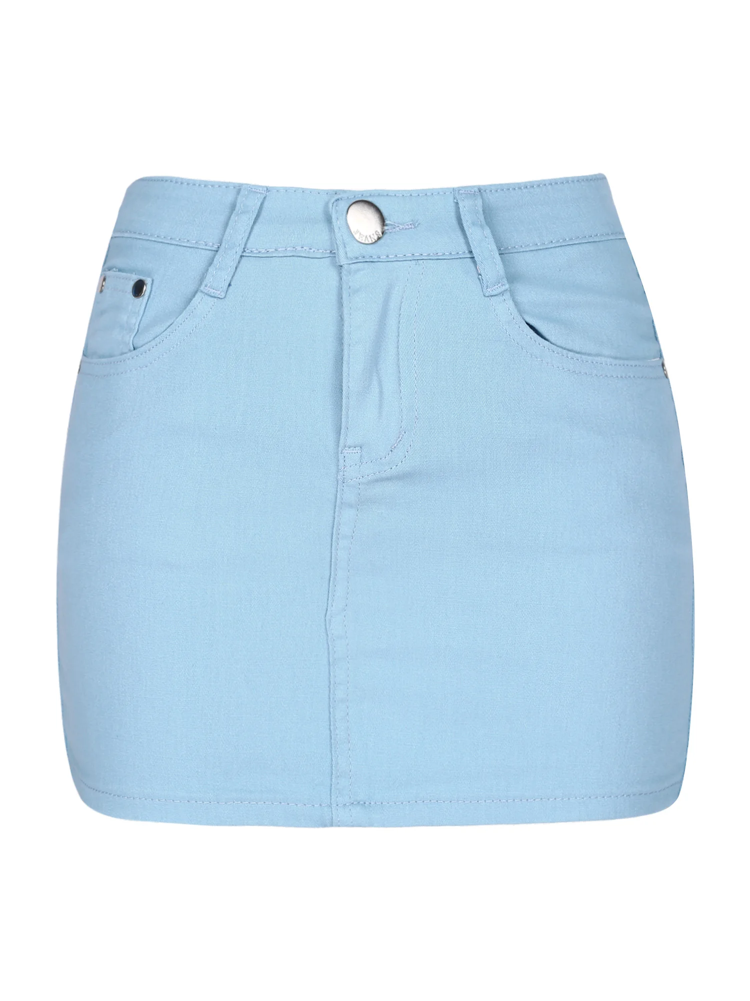 

Womens Ladies Fashion Denim Miniskirt Rave Party Music Festival Clothing Streetwear Clubwear Solid Color Mid Waist Pencil Skirts