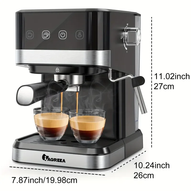 

Espresso Machine With Milk Frothing, 20 Bar Expresso Coffee Machine, 1.5L/50oz Removable Water Tank, Semi-Automatic Coffee