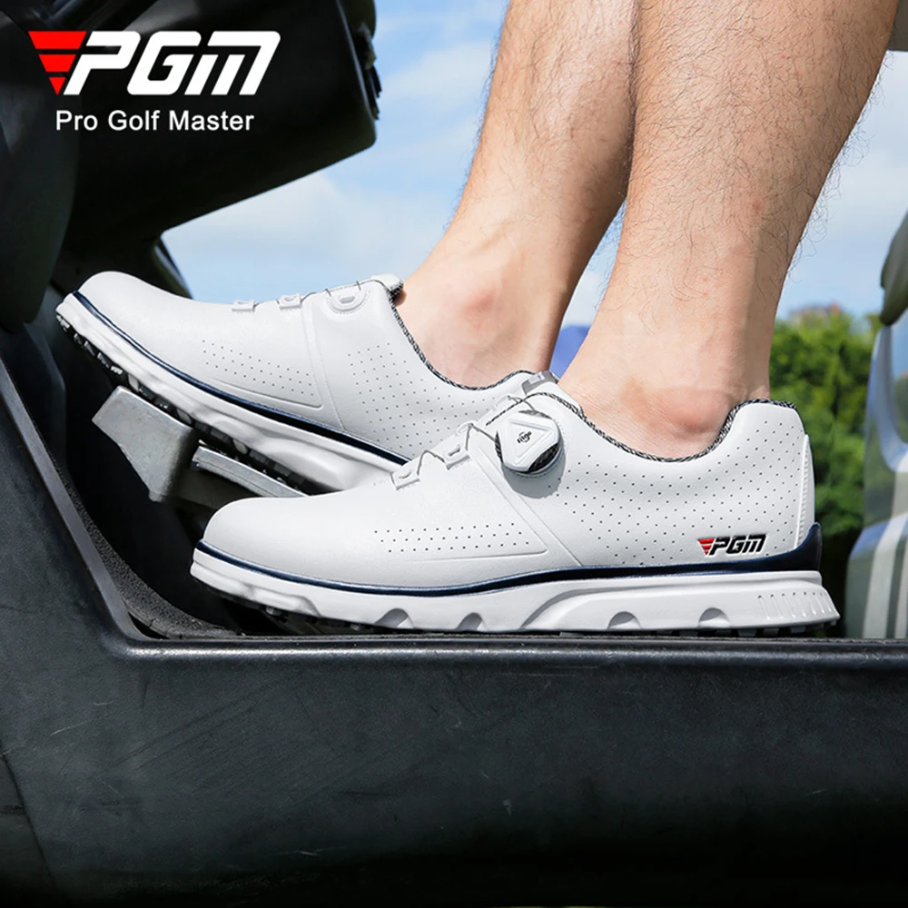 

Мужские кроссовки для гольфа PGM, водонепроницаемые и дышащие, кружевные, Нескользящие, поворотные, обувь для гольфа