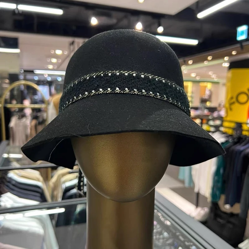 

Golf Cap 2023 New Fall/Winter Women's Tweed Big Brim hat