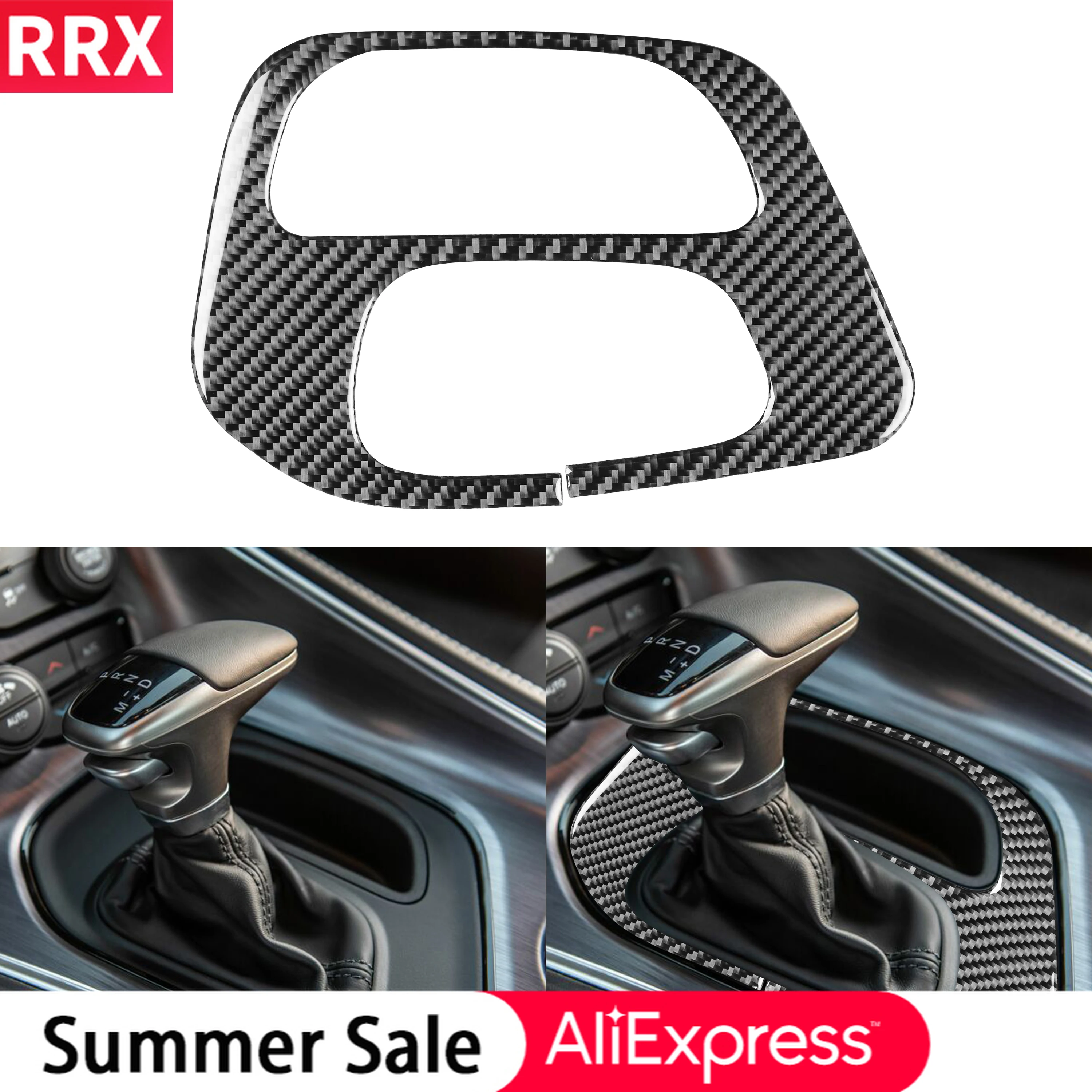 

RRX for Dodge Challenger 2015+ Interior Carbon Fiber Gear Box Gearshift Frame Decoration Trim Cover Sticker Car Accessories