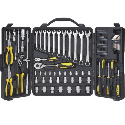 Stanley 110-комплект профессиональных ручных инструментов, включая лезвие фрезы с трещоткой, стальные пластиковые материалы