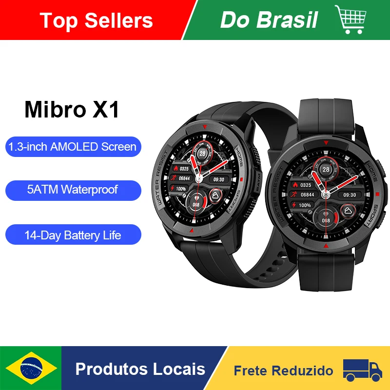 

Mibro X1 Smartwatch, tela tátil AMOLED de 1,3", compatível com iOS Android, rastreador de fitness 5ATM à prova d'água