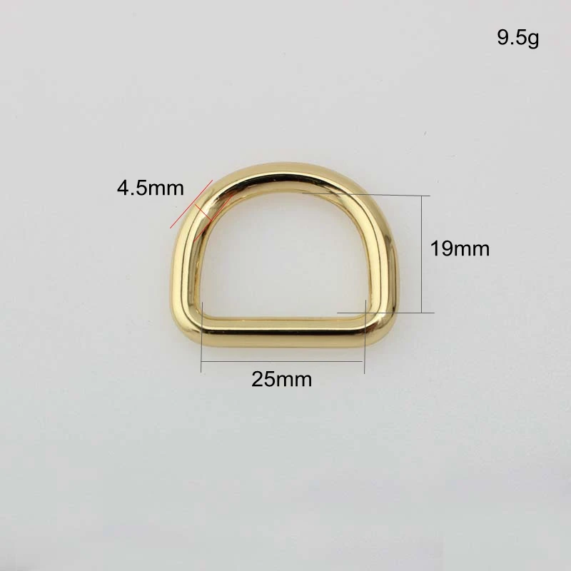 30pcs 4.5mm line,25*19mm 1 Inch 5 colors metal D Ring accessories for bags hardware welded d rings