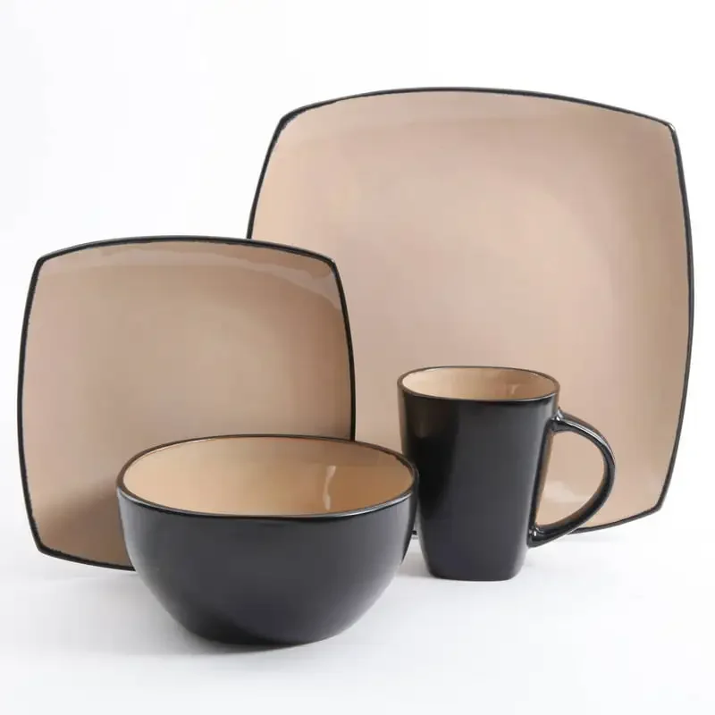 

Square 16-Piece Dinnerware Set - Taupe Health and Safety Tableware