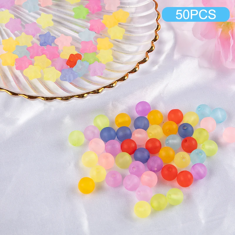 

50pcs Acrylic Five-pointed Star Spherical Beads Loose Spacer Bead Jewelry Making