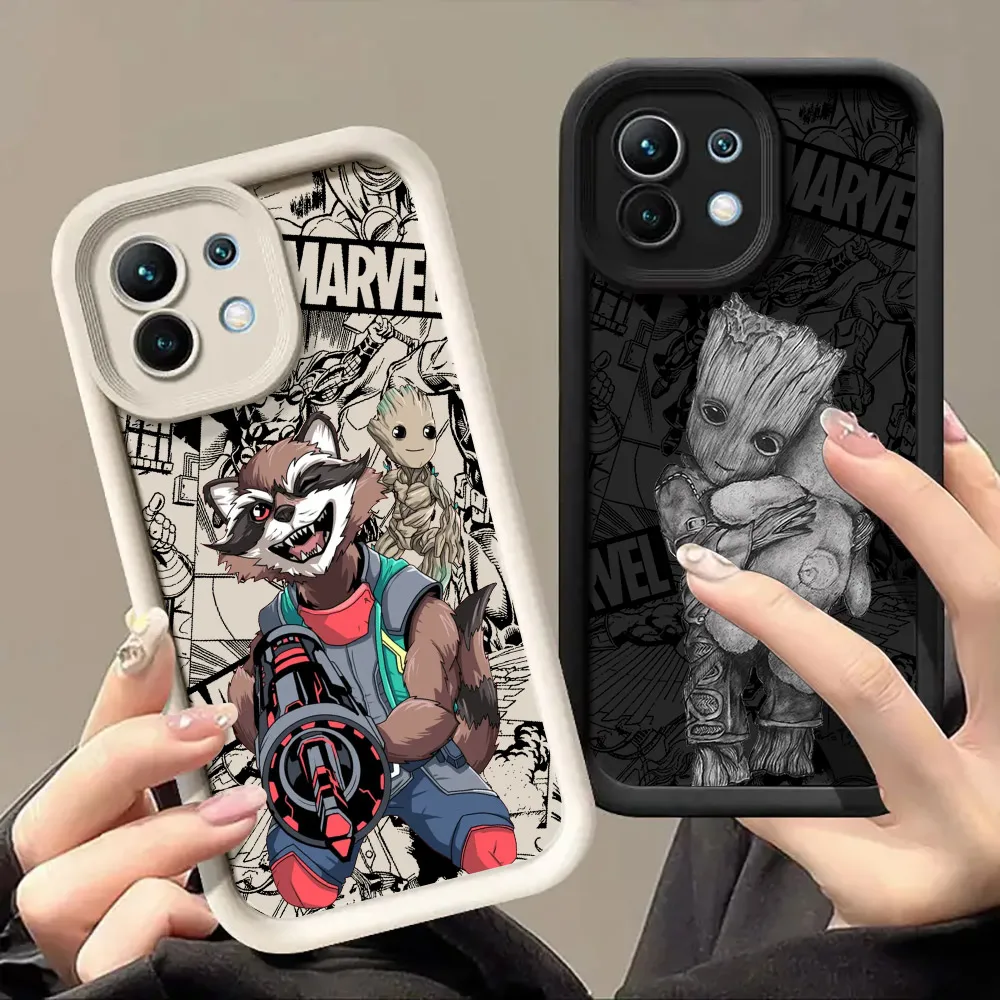 Фото Чехол Groot Rocket Raccoon Marvel для Xiaomi Mi 13T 14 14T 15 15T Pro 17 Ultra Poco M7 M8 F8 F7 X6 X7 X8 Pro Max, противоударный чехол №1