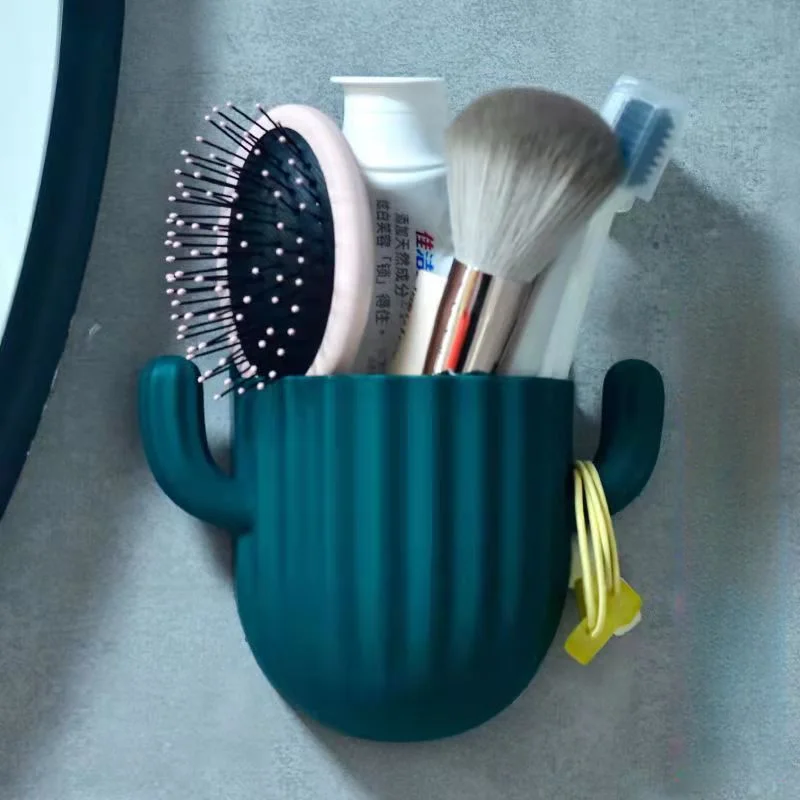 

Настенный стеллаж для хранения в ванной комнате, самоклеящаяся бесшовная стойка для хранения кактусов, держатель для зубных щеток, органайзер для бритья, сливная полка