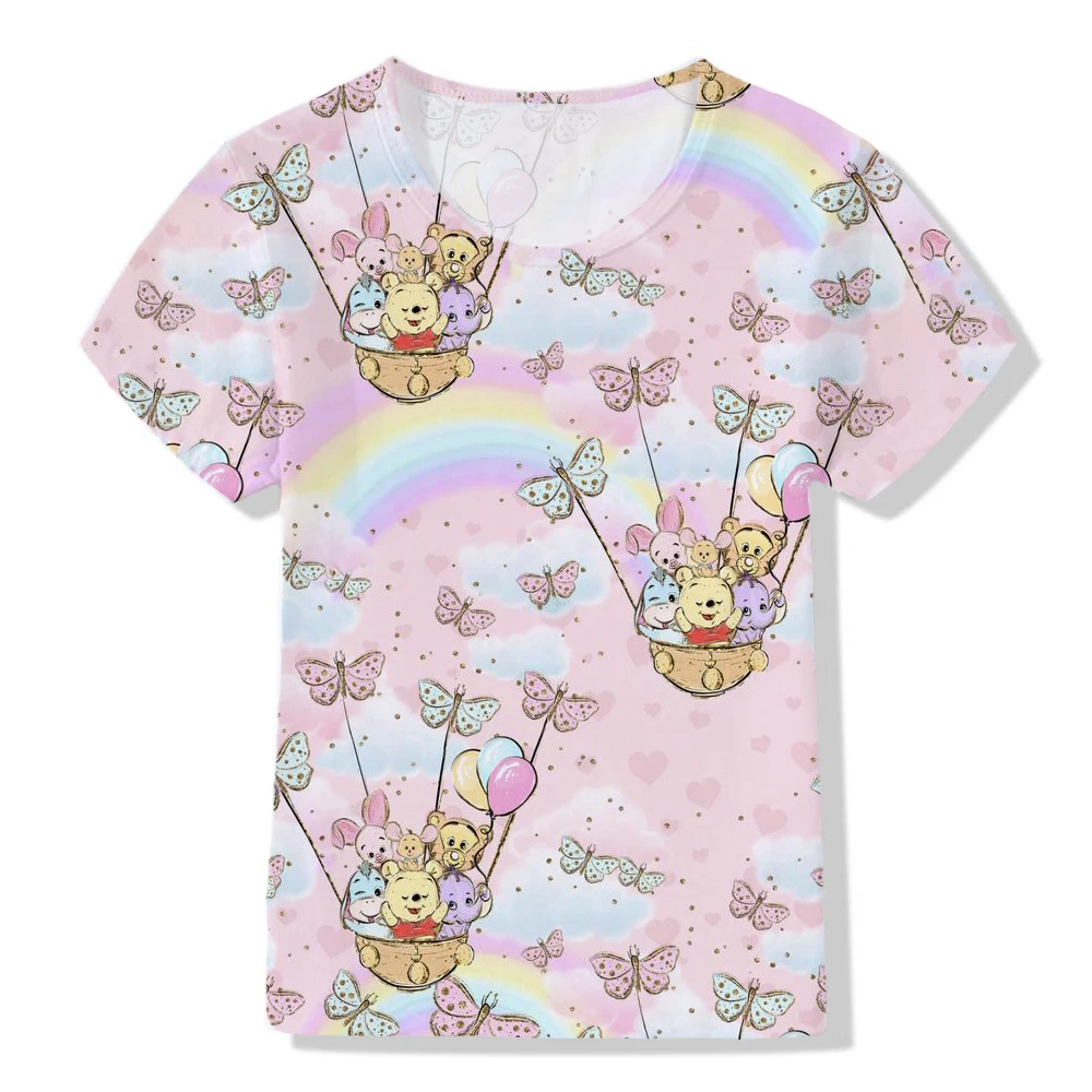 

Disney Series Winnie The Pooh Is A New Summer Model, Full Of Prints, Super Cute Girl, Pink, Yellow, 1-12 Years Old