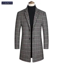 2021 Fashion Men Wool & Blends Mens Casual Business Trench Coat Mens Leisure Overcoat Male Punk Styl