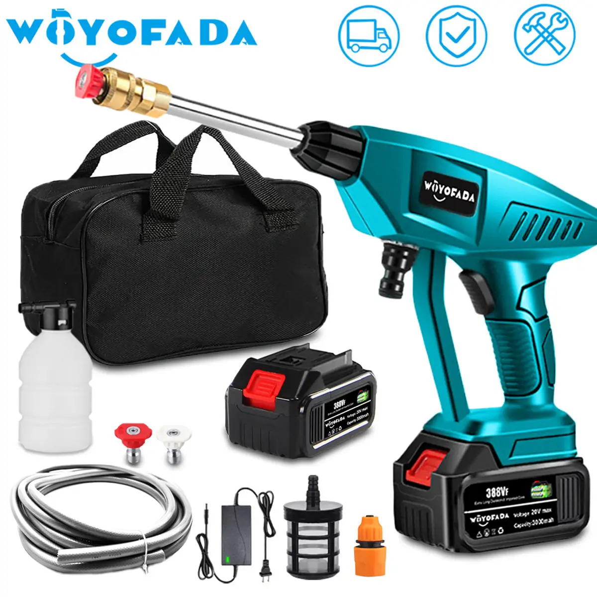 

Portable High Pressure Washer Wireless High Pressure Car Wash Water Spay Gun Foam Generator With Toolbag for Makita Battery