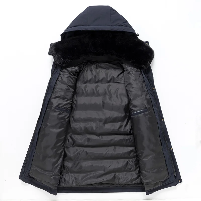 Winter Jacket Men White Duck Down Jacket Thick Warm Long Hooded Mens Solid Color Down Coats Fashion Casual Men Clothing 2021