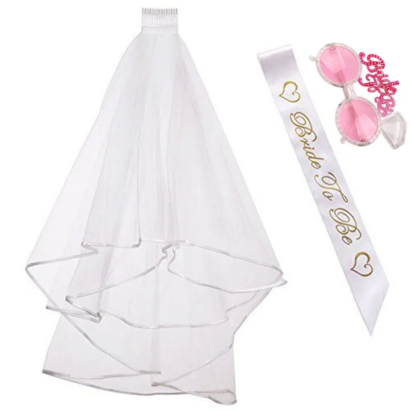 

Wedding Decoration Bridal Shower Veil Team Bride To Be Satin Sash Balloon Bachelorette Party Girl Hen Party Decoration Supplies