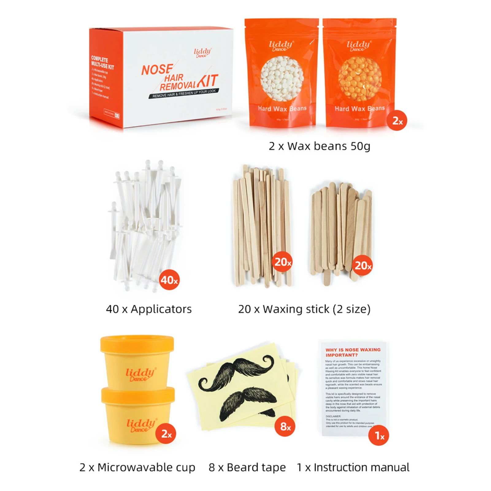 Nose Hair Removal Wax Kit Beans Mustache Stickers for Removing Eyebrow | Pot